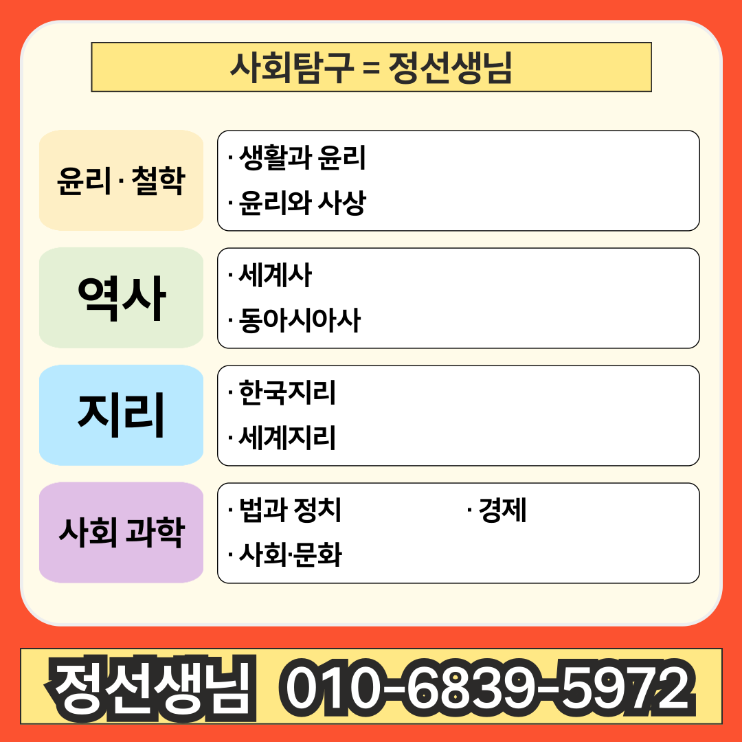 004 사회탐구 과목 안내